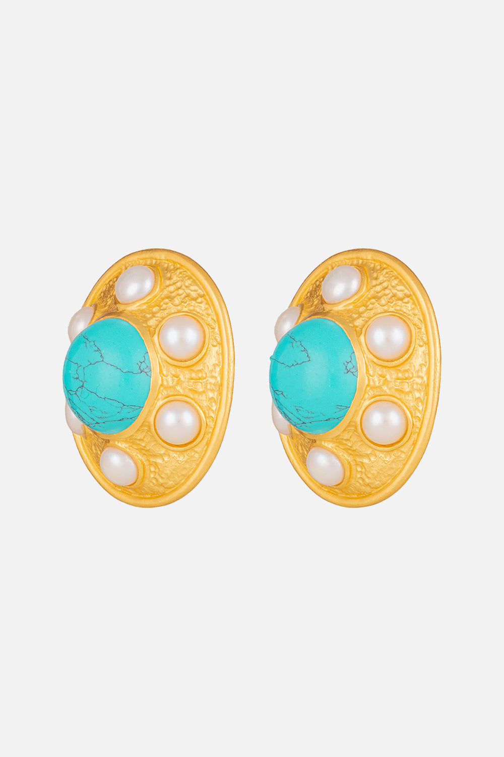 VIVIENNE TURQUOISE AND PEARL EARRINGS MULTI