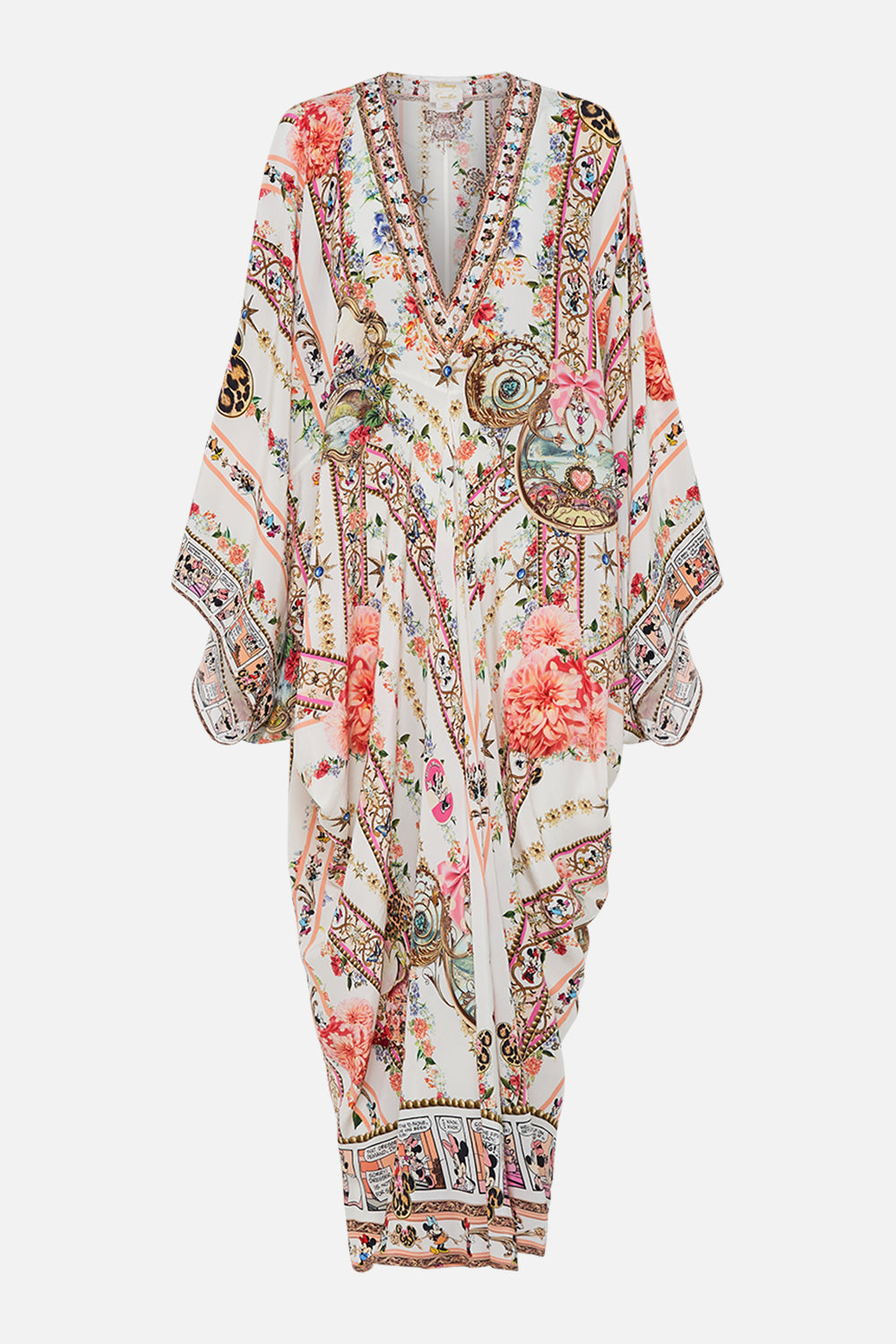 Disney x CAMILLA silk kaftan in Minnie Magic Forever print