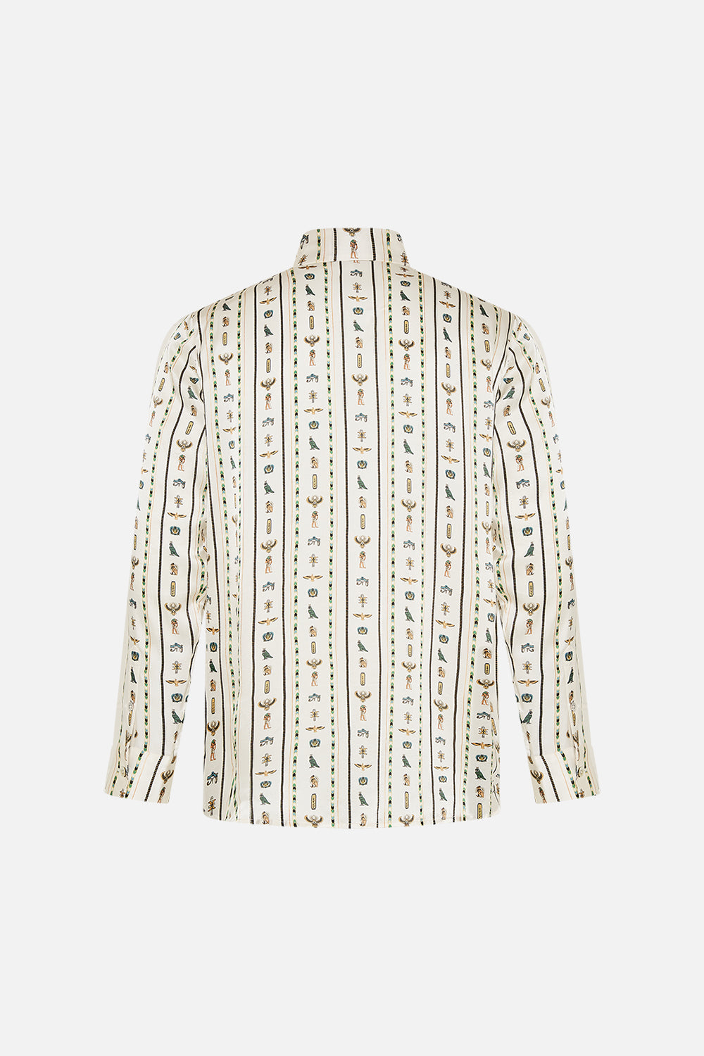 Hotel Franks By CAMILLA White Long Sleeve Hidden Placket Shirt in Valley Of The Queens print.