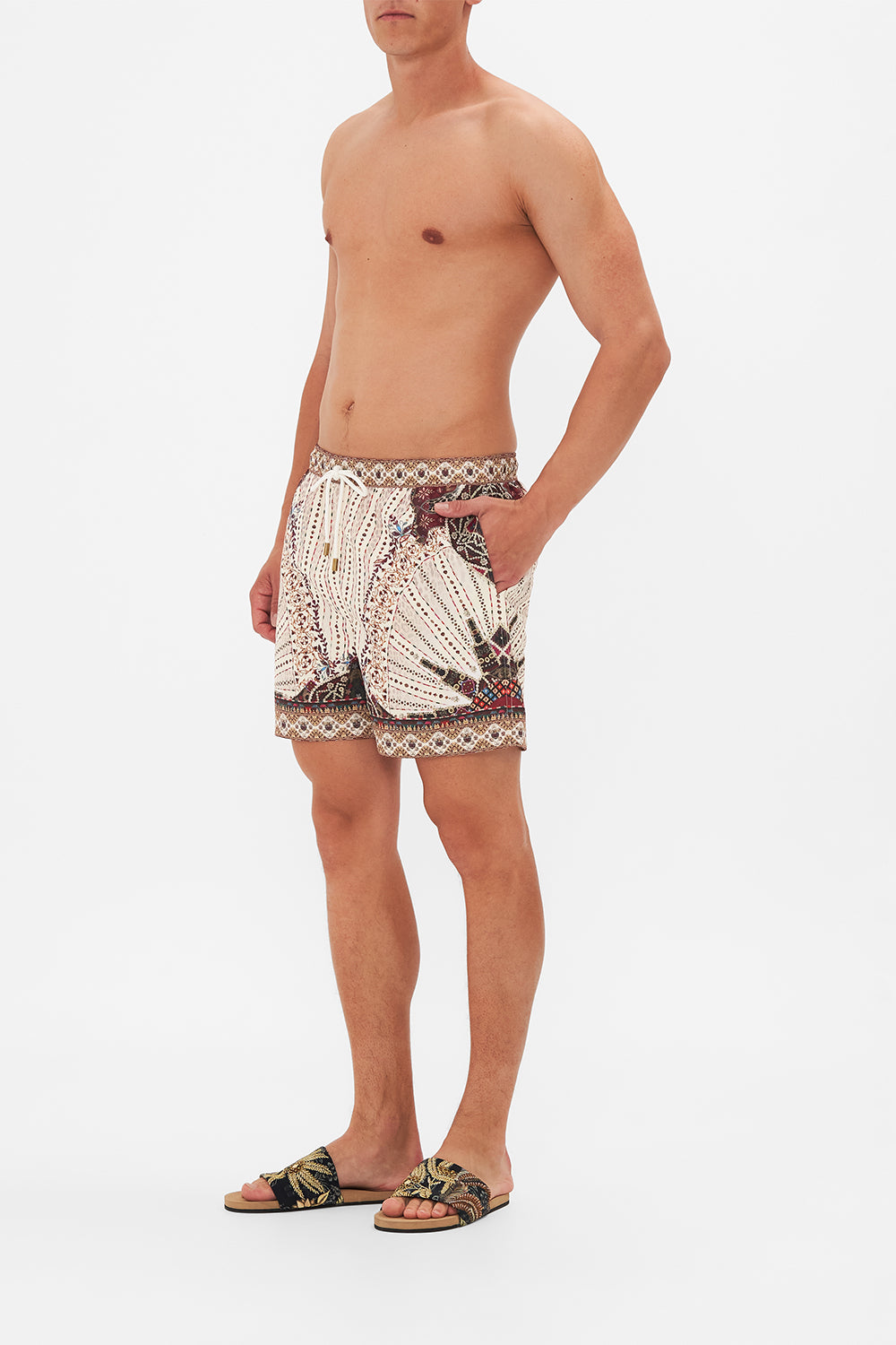 Hotel Franks By CAMILLA Mid Length Boardshort in Nomad Nature Print.