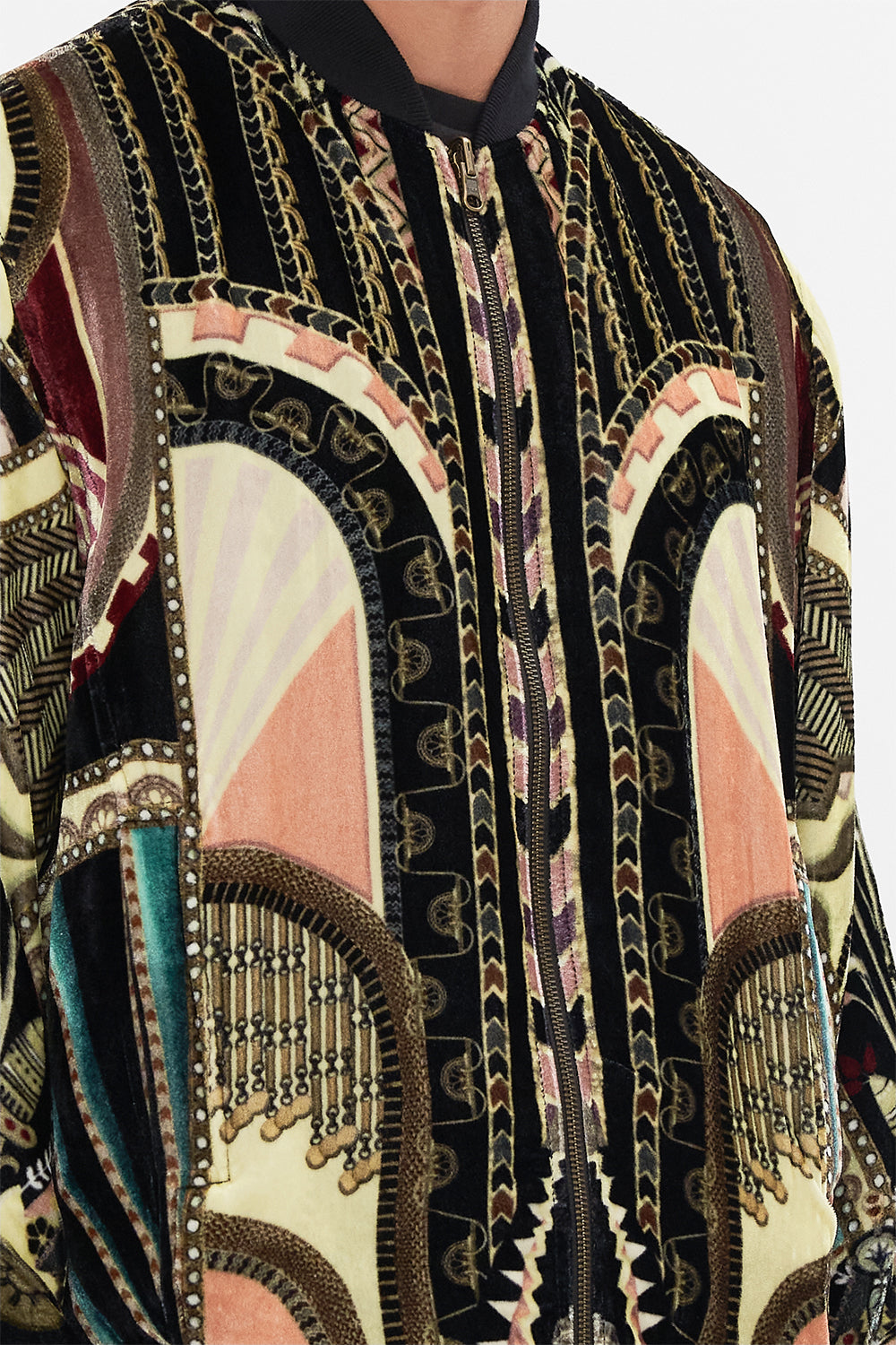 CAMILLA Zip Through Reversible Bomber Jacket in They Called Her Nefertari print.