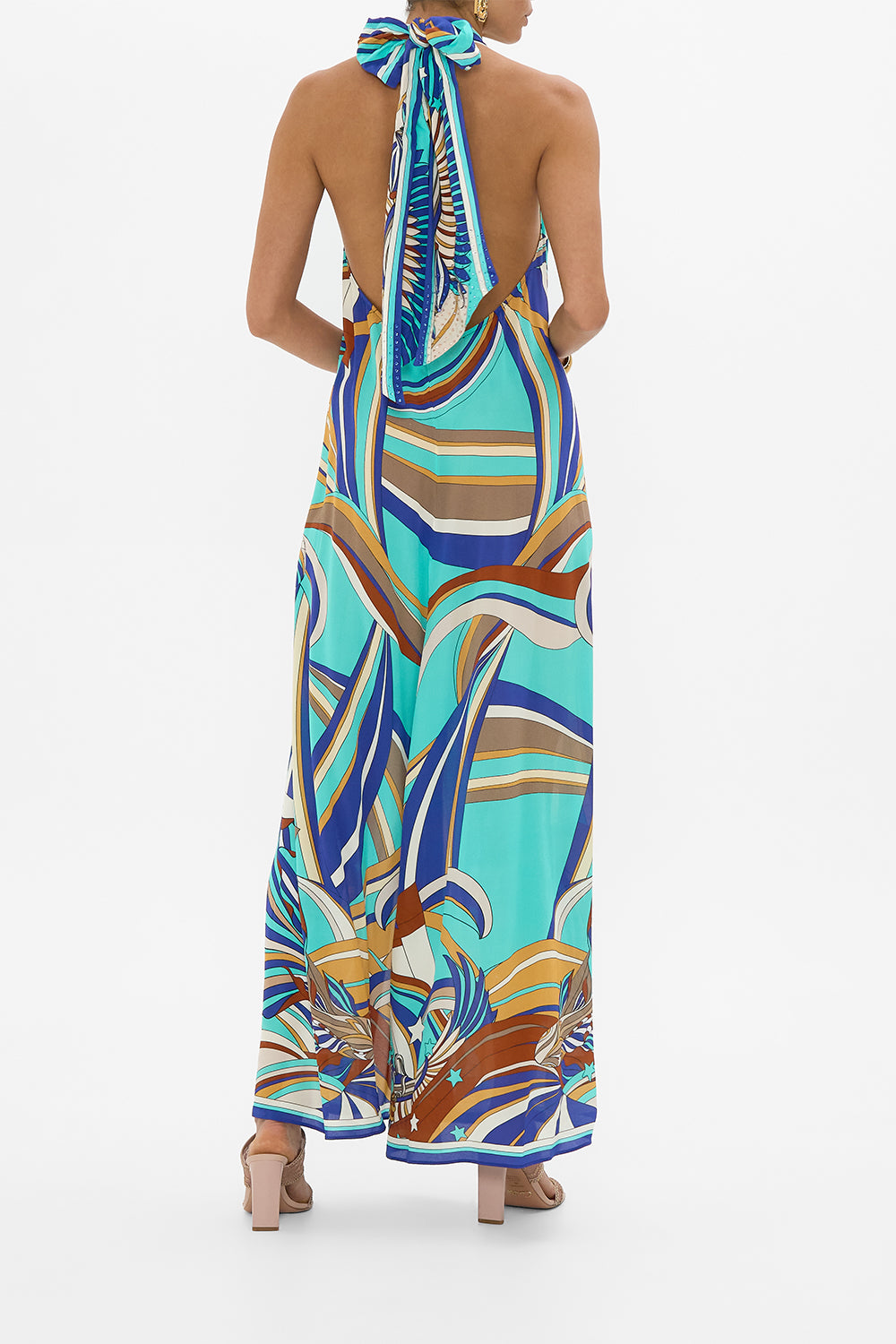 CAMILLA Button Front Opening Dress in Oasis Oracle print.