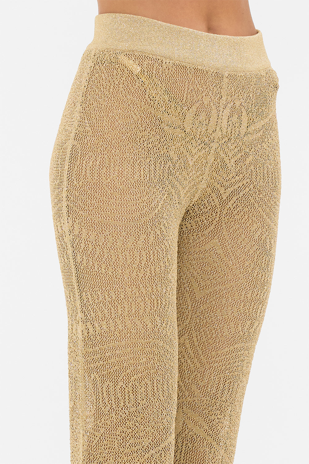 CAMILLA Gold Pointelle Knit Pant in Valley of the Kings Print