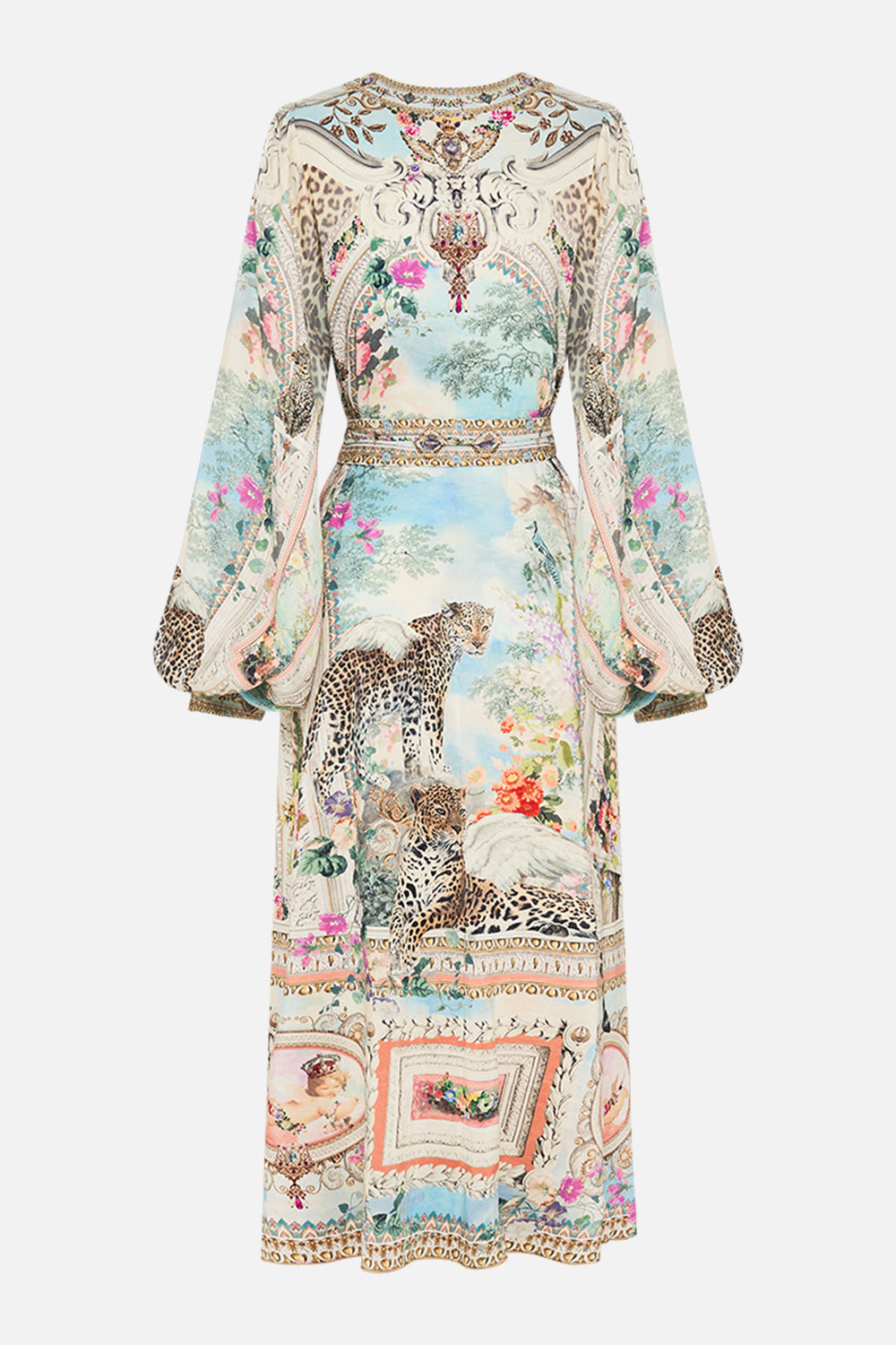CAMILLA Blouson Sleeve Trapeze Dress in We Always Have Alexandria Print.