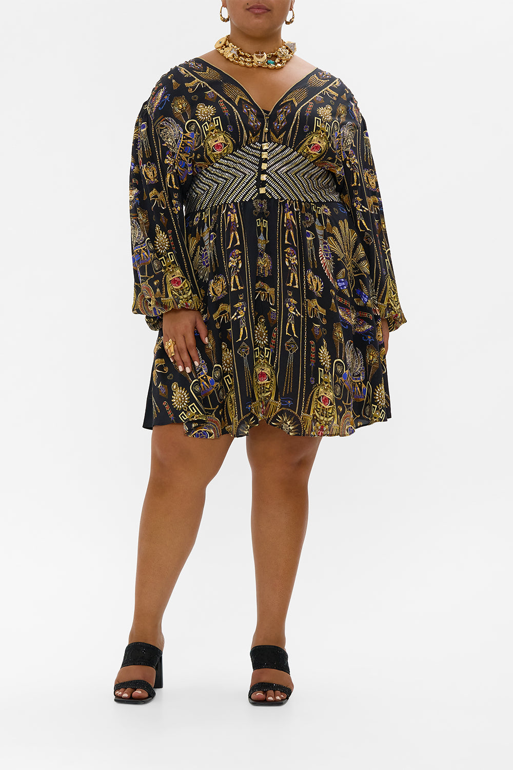 CURVED WAISTBAND SHORT DRESS CARTOUCHE KINGDOM