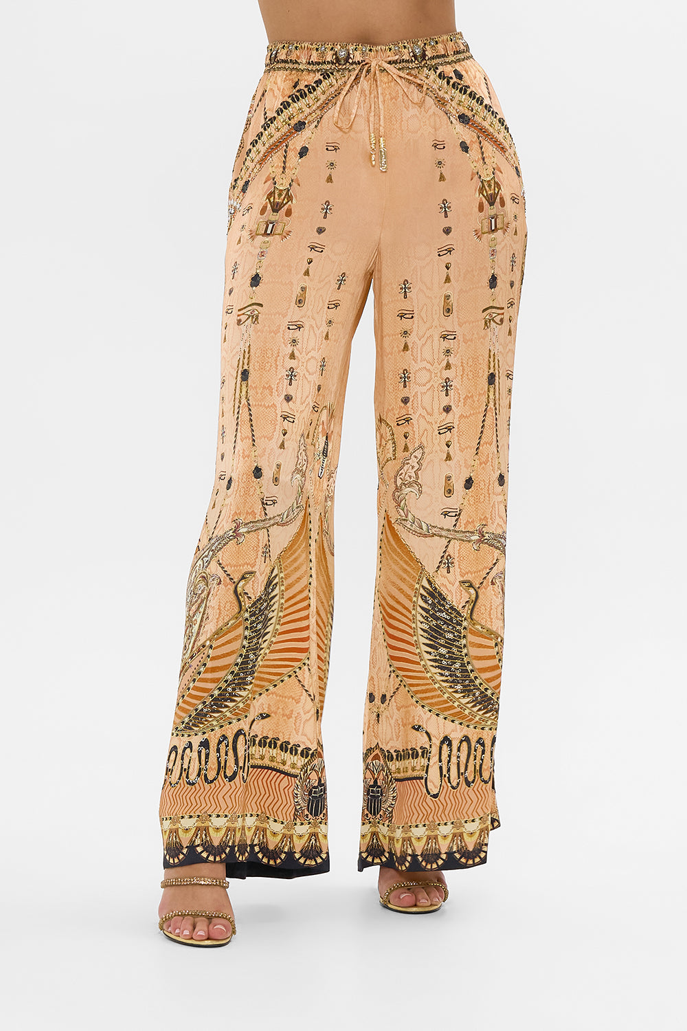 CAMILLA Gold Lounge Pant in Kingdom of Hieroglyphs Print