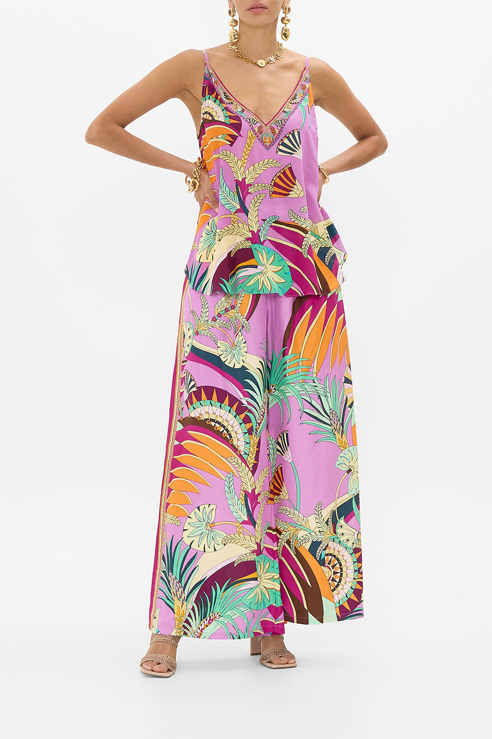 CAMILLA Tuck Front Pant in Giza Goddess print.