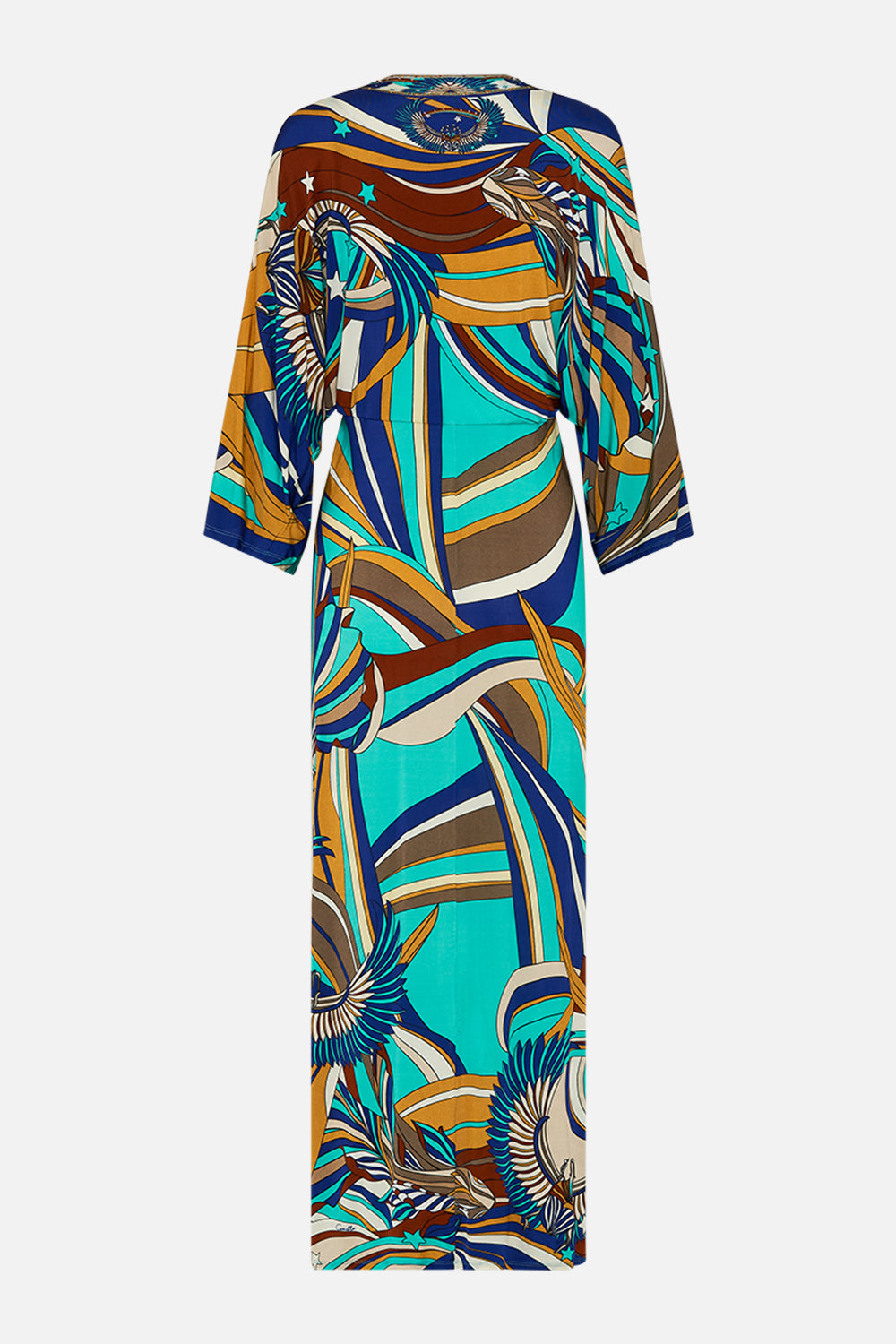 CAMILLA Draped Jersey Dress With Hardware in Oasis Oracles print.