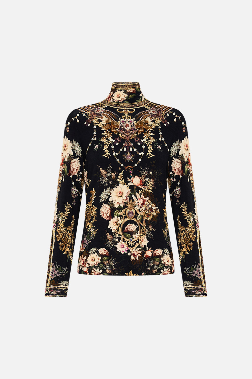 CAMILLA jersey turtleneck in Dynasty Daze print.