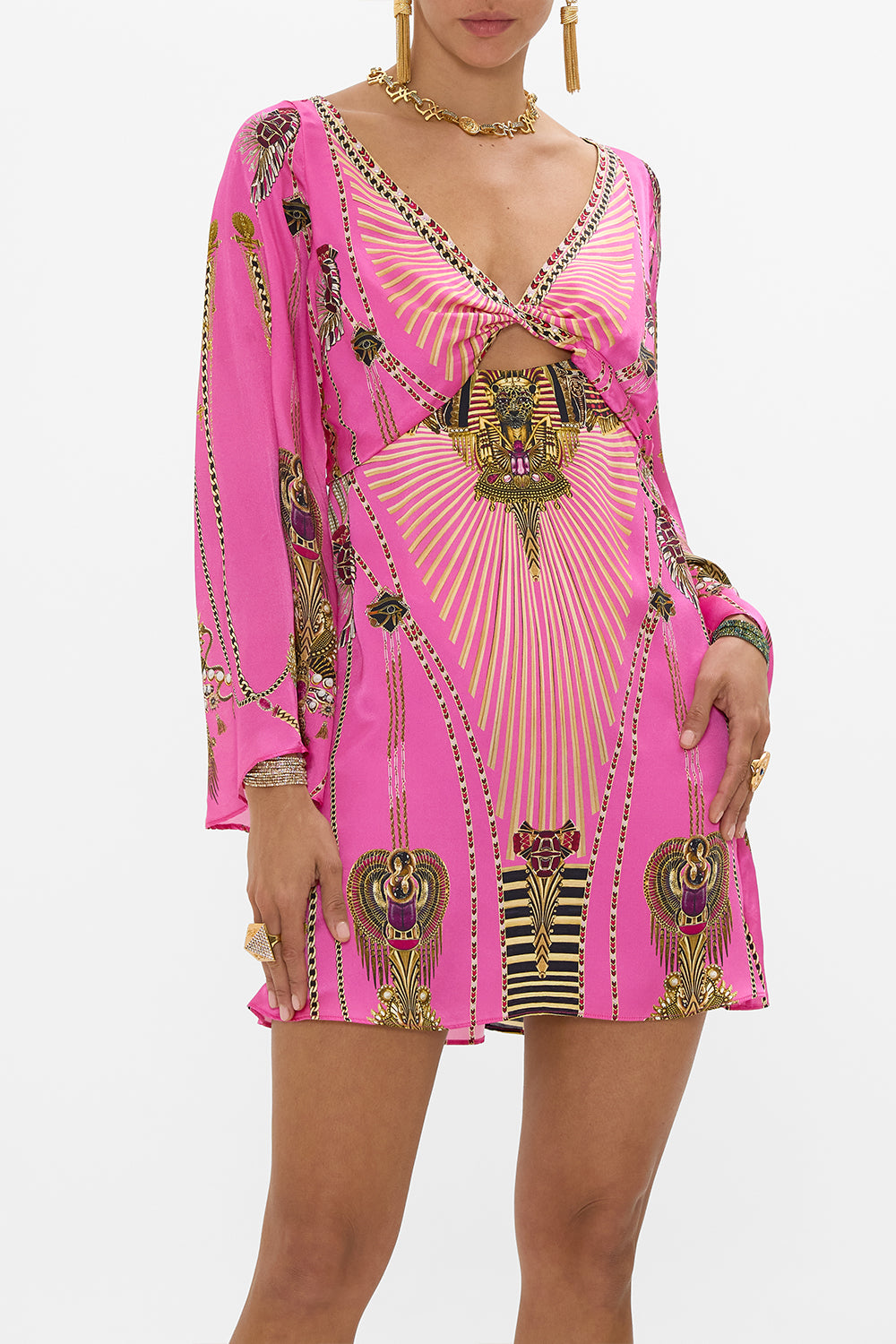 CAMILLA Long Sleeve Twist Dress in Oasis Oracle print.