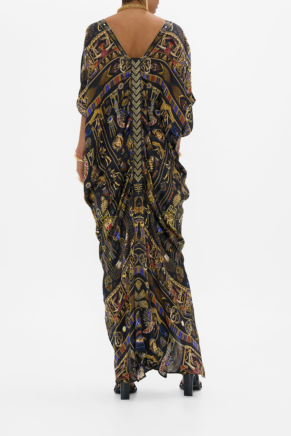 CAMILLA Kaftan With Front Tab Detail in Cartouche Kingdrom print.