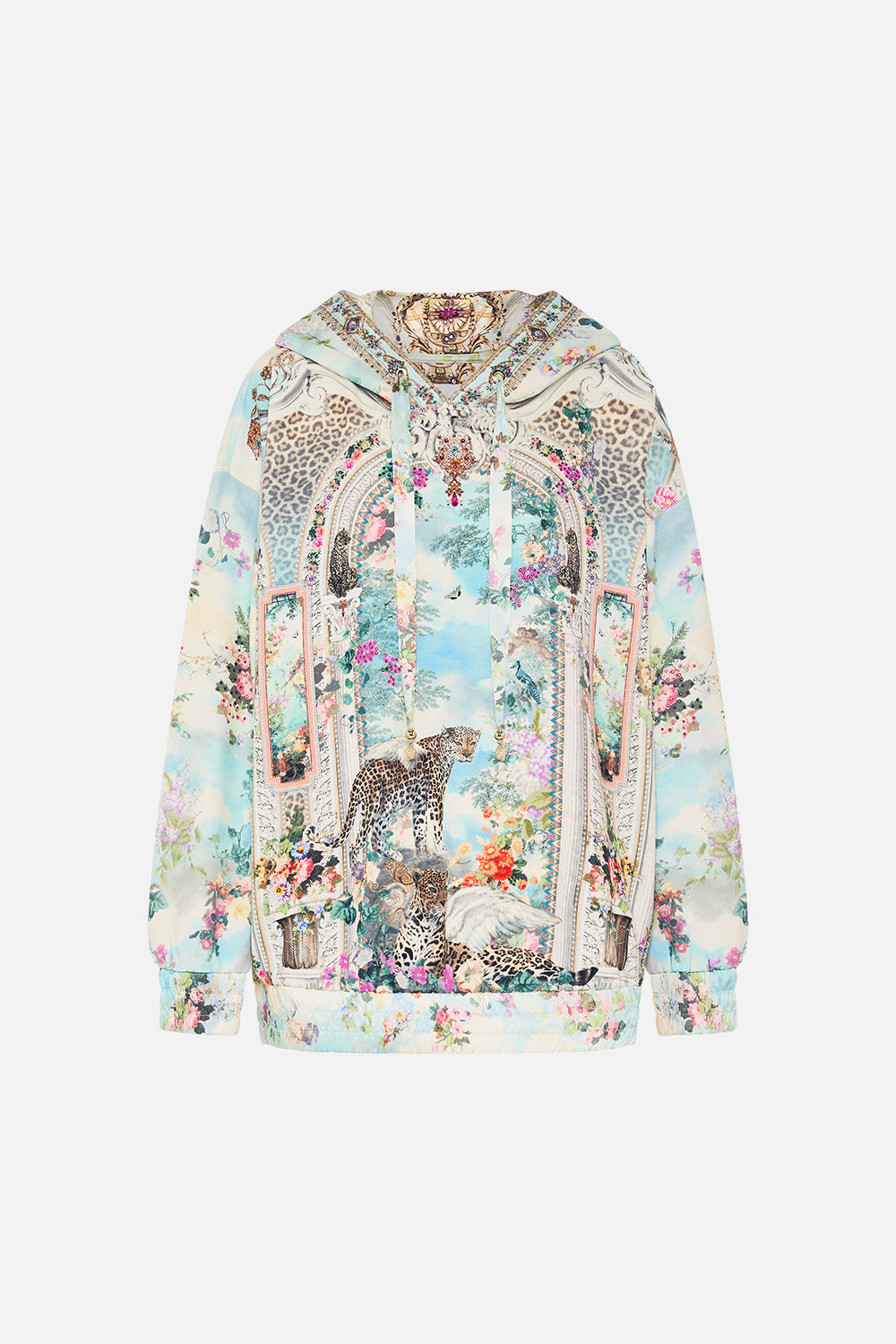 CAMILLA Silk Band Oversized Hooodie With Pockets in We Always Have Alexandria Print.
