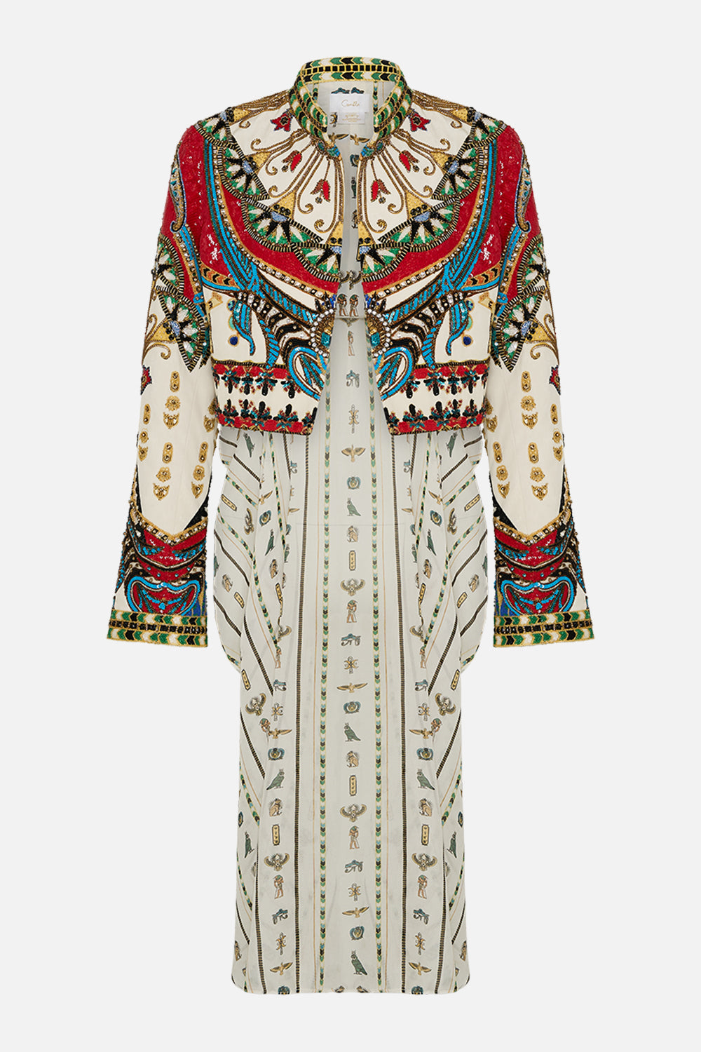 CAMILLA Open Front Jacket with Full Length Back in Valley of the Queens print