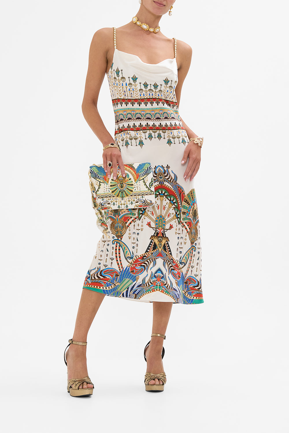 CAMILLA Scarf Clutch in Valley of the Queens print