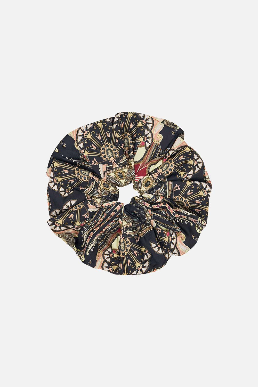 CAMILLA Black Gold Oversized Scrunchie in They Called Her Nefertari print