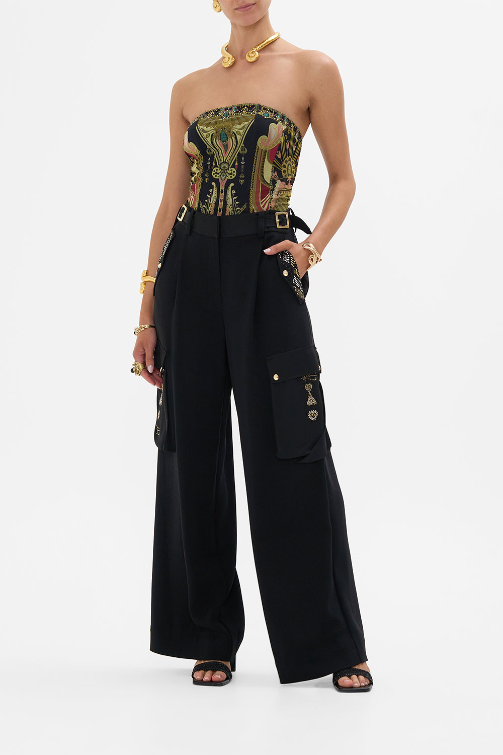 CAMILLA Bandeau Bodysuit in They Called Her Nefertari print.