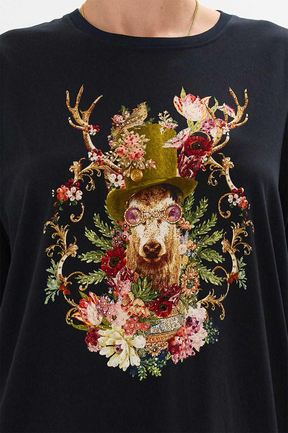 CAMILLA Floral Oversized Band Tee in Tapestry Totems