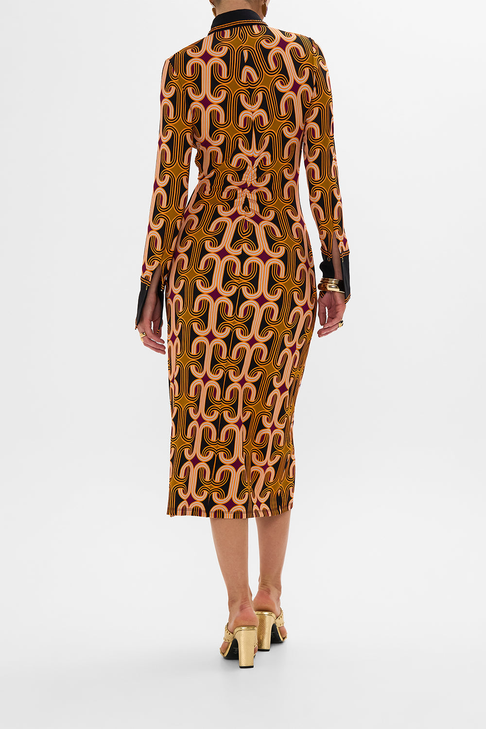 CAMILLA multi jersey midi shirt dress in One Night In De Wallen print.