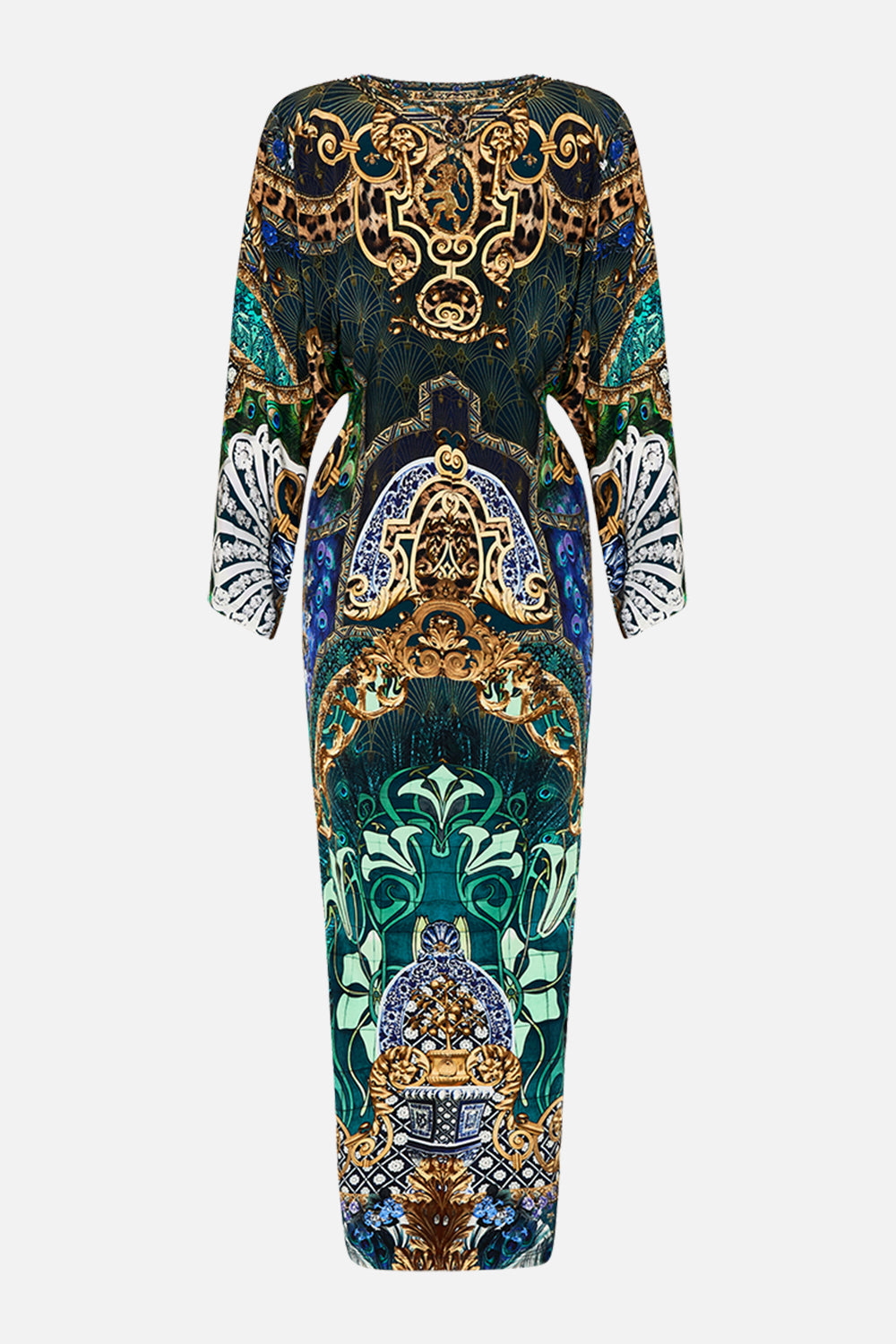 LONG SPLIT FRONT TWIST DRESS FAN DANCE