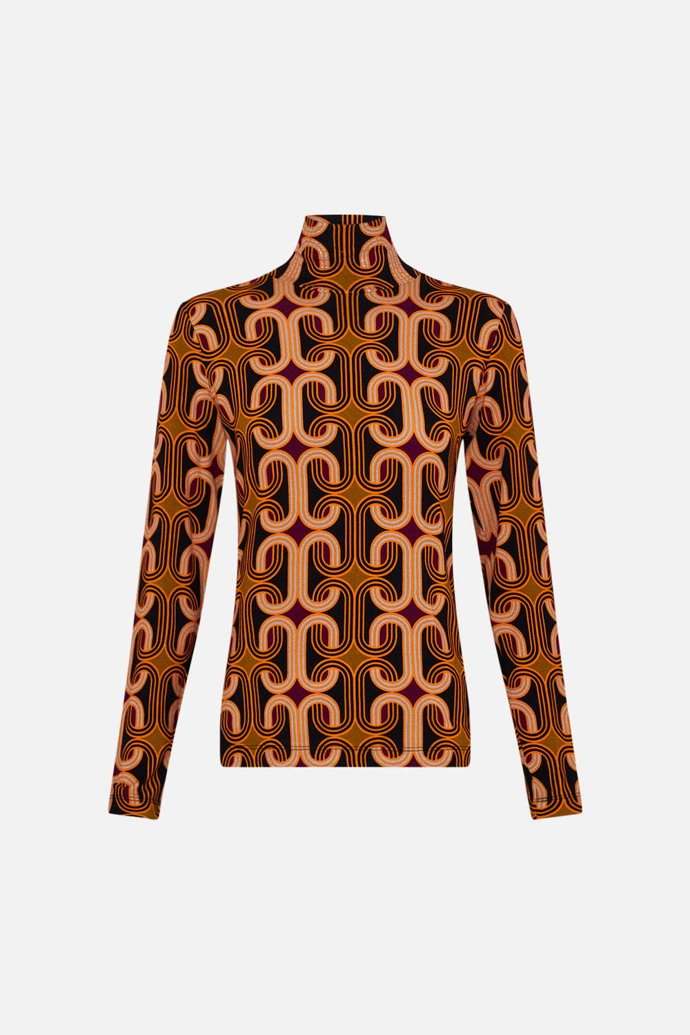 CAMILLA multi jersey turtleneck in One Night In De Wallen print.