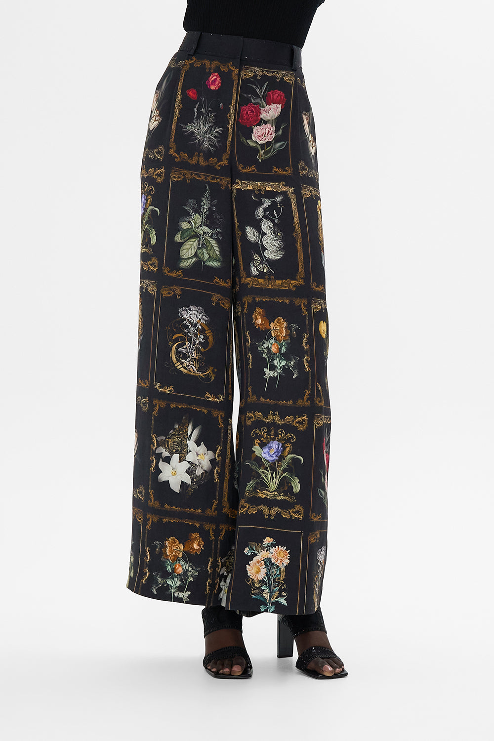 CAMILLA Black Wide Leg Waisted Pant in Magic in the Manuscripts