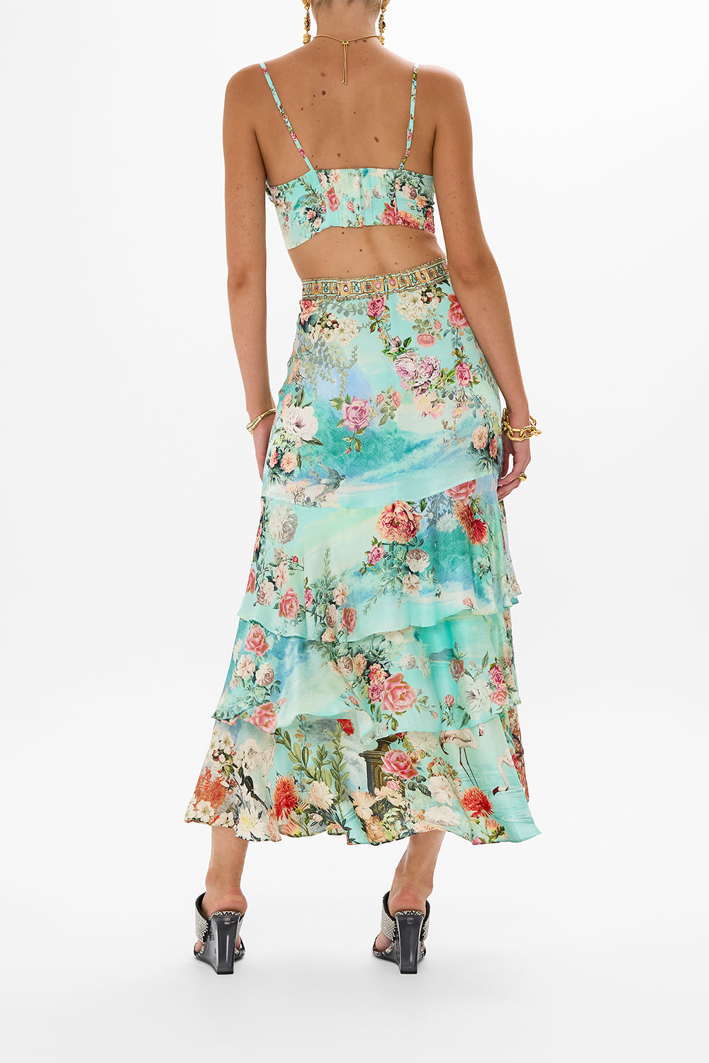 CAMILLA Gathered bralette in The jewellery museum print.