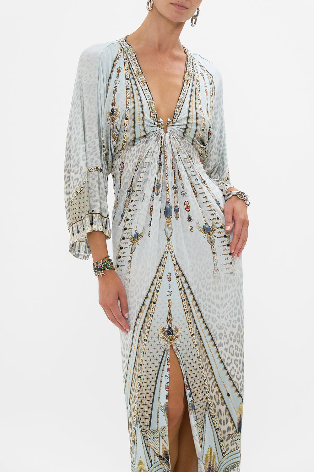 DRAPED JERSEY DRESS WITH HARDWARE SAHARA STARLET