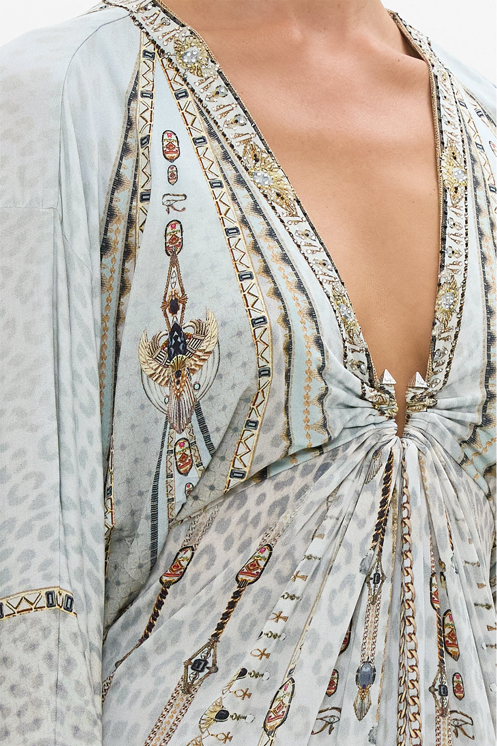 DRAPED JERSEY DRESS WITH HARDWARE SAHARA STARLET