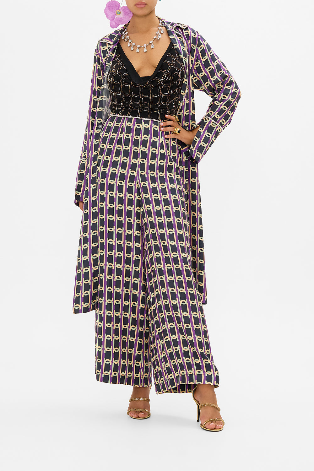 CAMILLA printed coat in Film Diva print