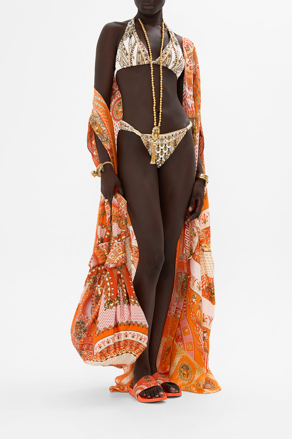 CAMILLA Button Through Batwing Kaftan in The Obelisk Gate Print.