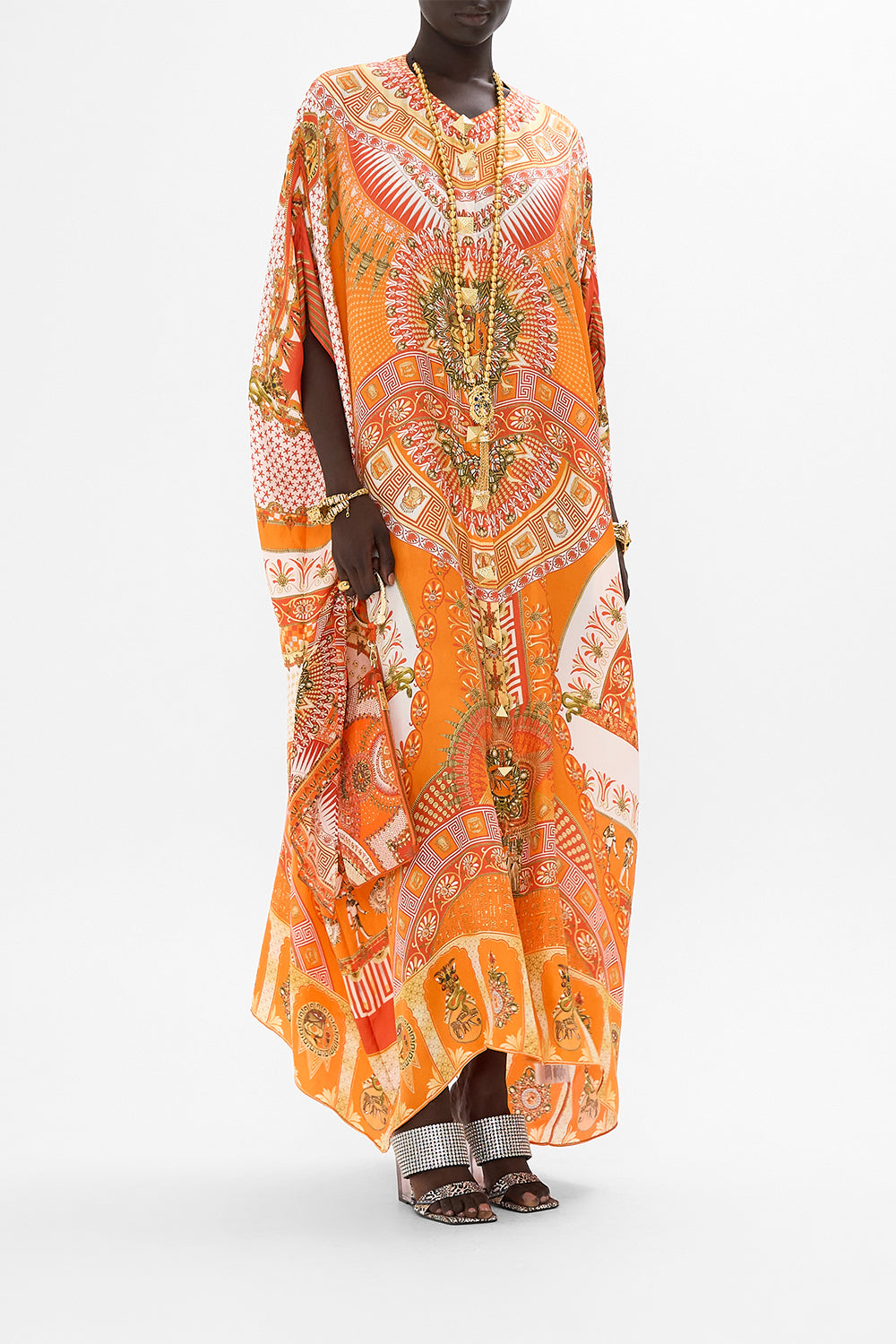 CAMILLA Button Through Batwing Kaftan in The Obelisk Gate Print.