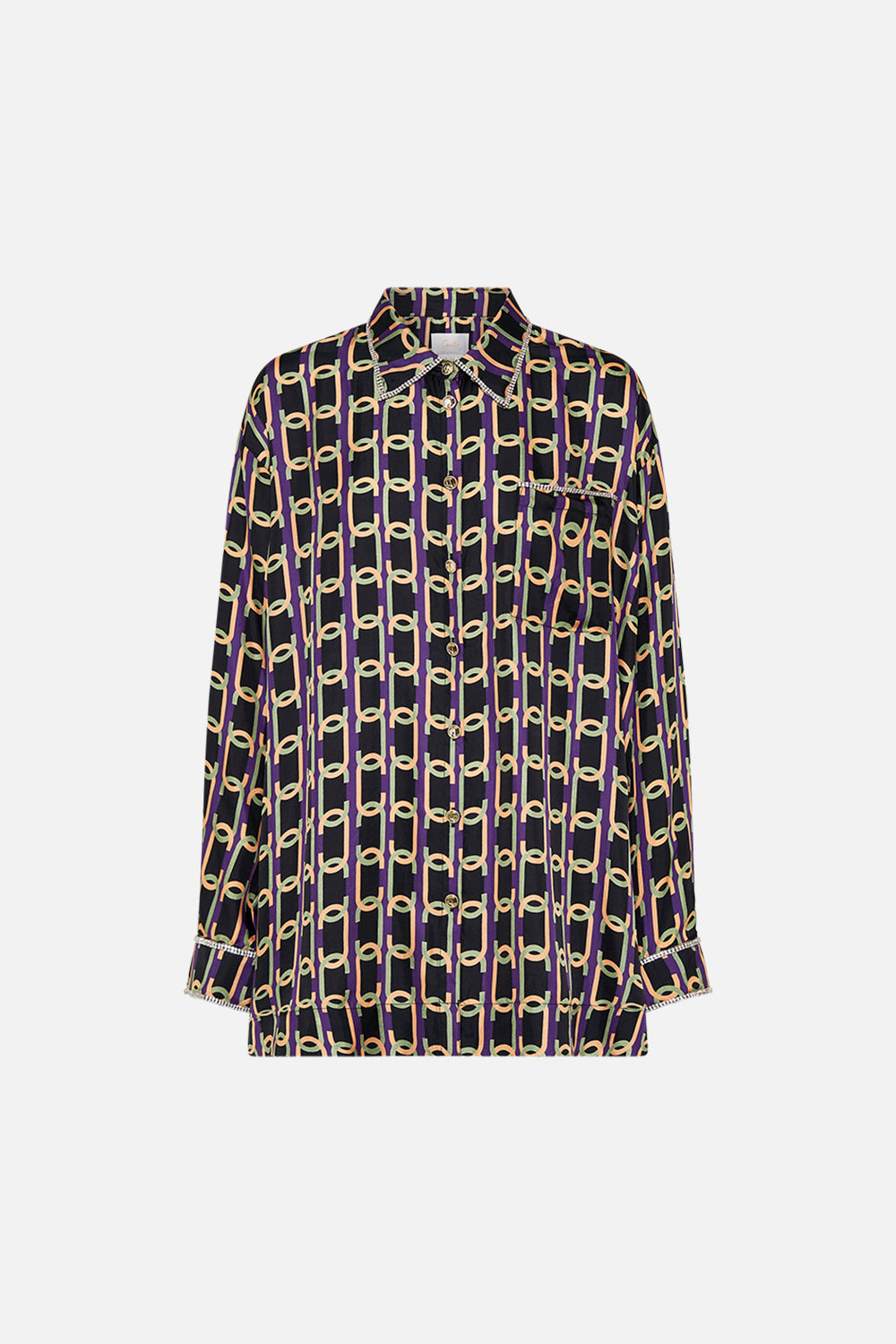 CAMILLA silk shirt in Film Diva print