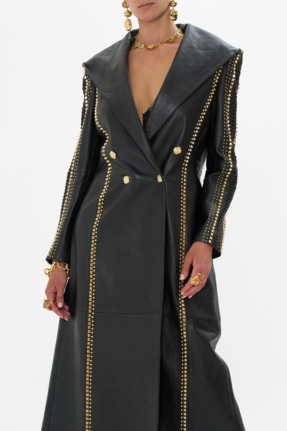 LONG LEATHER COAT WITH HOOD CALL ME CLEOPATRA