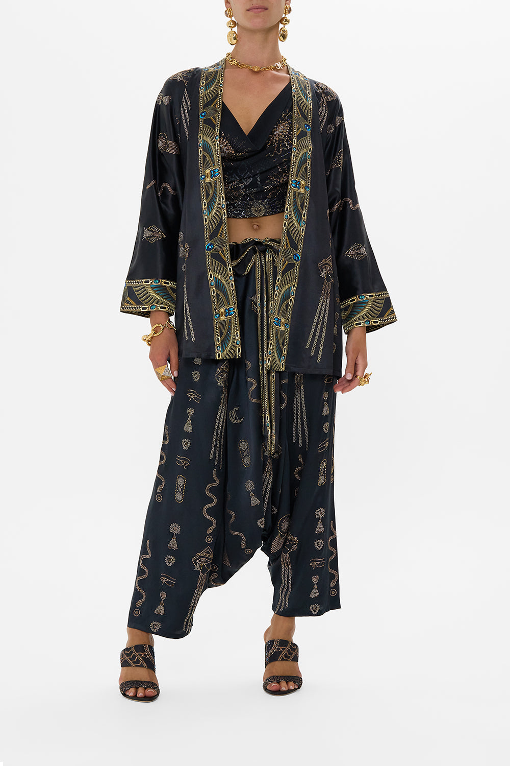CAMILLA Short Batwing Layer in Call Me Cleopatra print