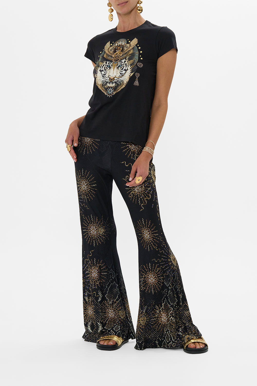 CAMILLA Jersey Flared Pant in Call Me Cleopatra print