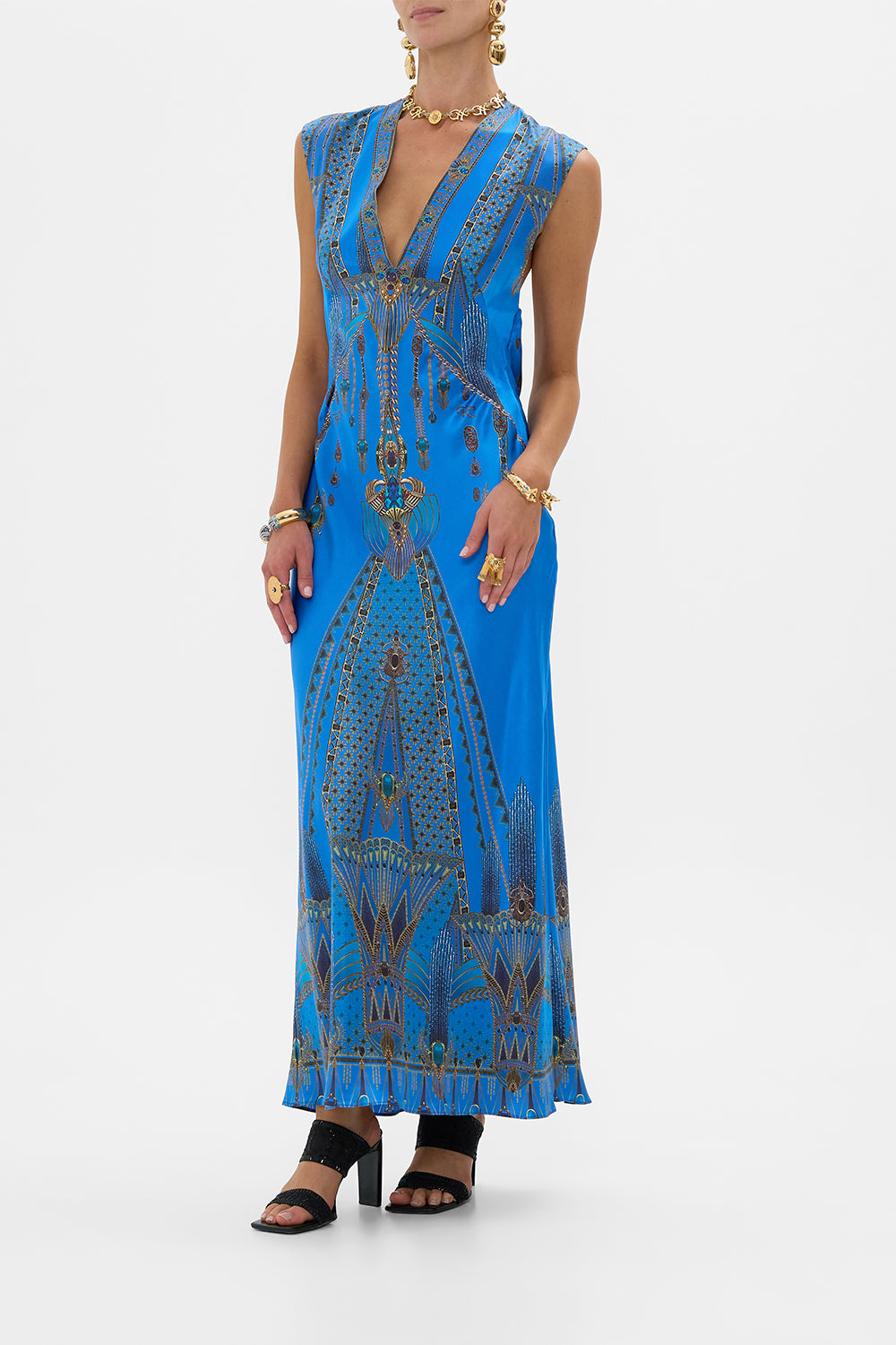 EXTENDED SHOULDER DRESS WITH T BACK ARCHIVAL REVIVAL