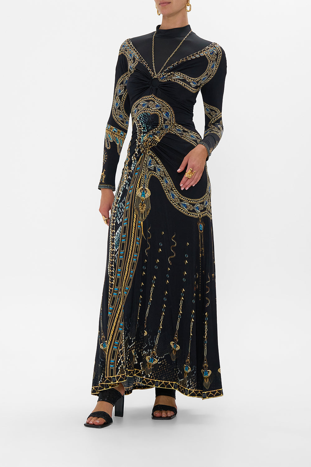 RUCHED JERSEY DRESS WITH HARDWARE AND CHAIN CALL ME CLEOPATRA