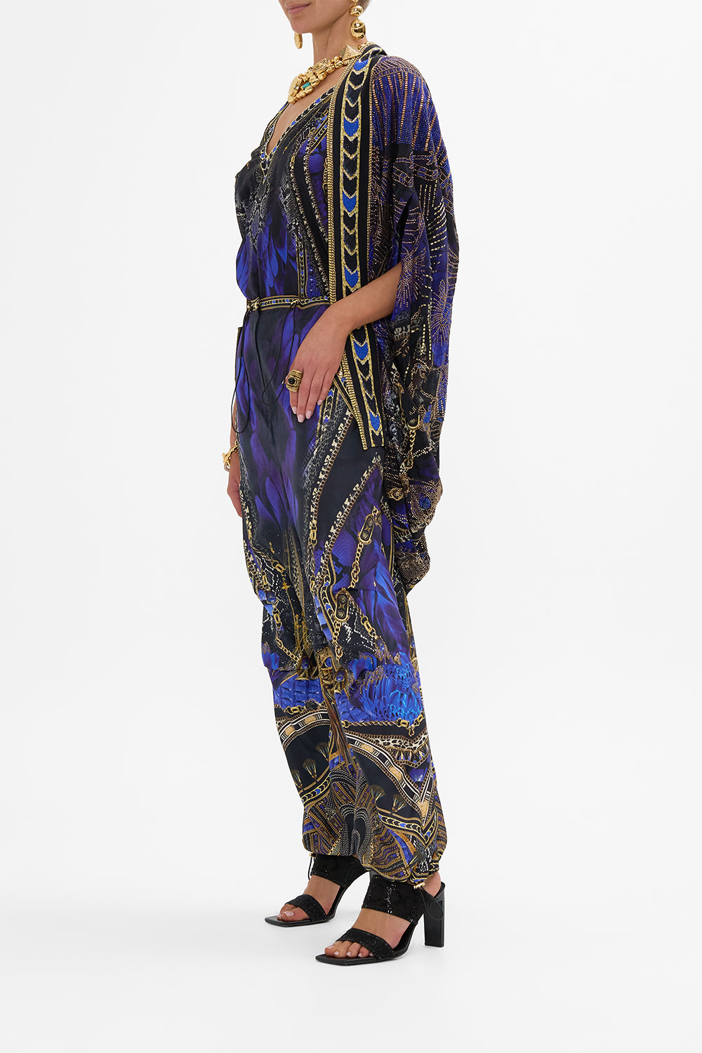 CAMILLA Open Front Cardi Cape in Other Side of the Oasis print.