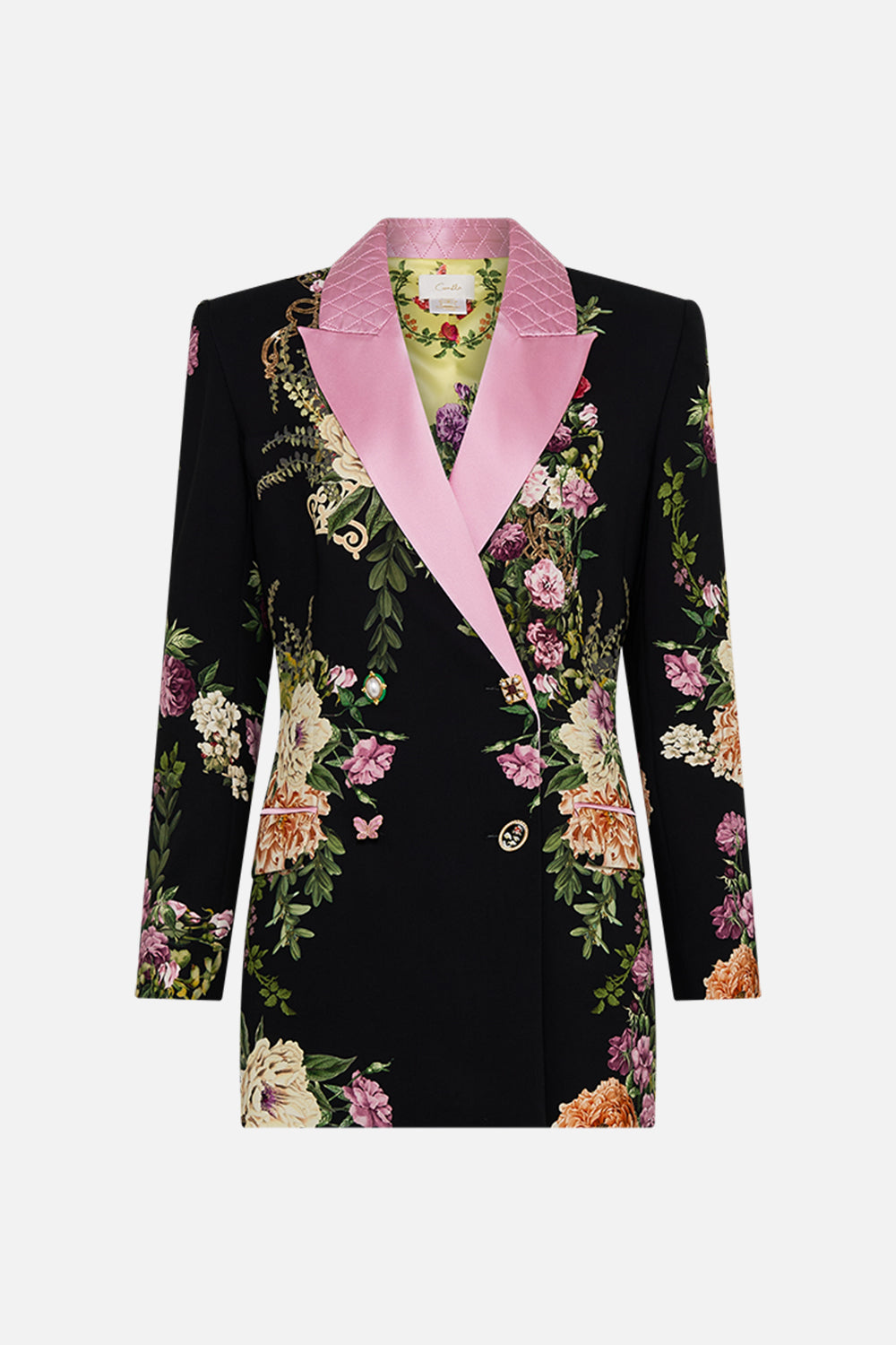 CAMILLA Tailored double breasted jacket in Adorned in Alexandria print.