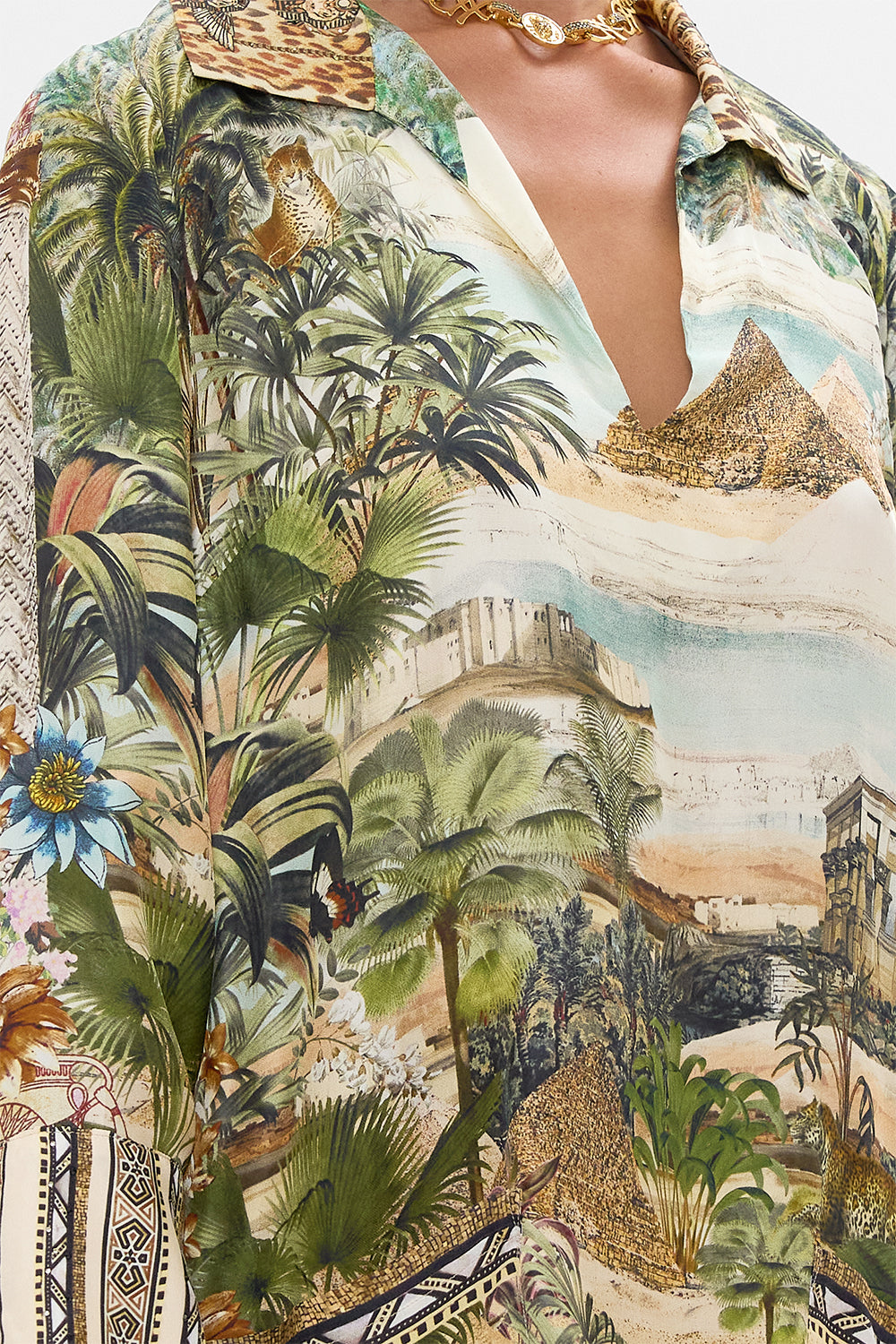 CAMILLA Long Sleeve Tunic Dress in Views of the Valley Print.