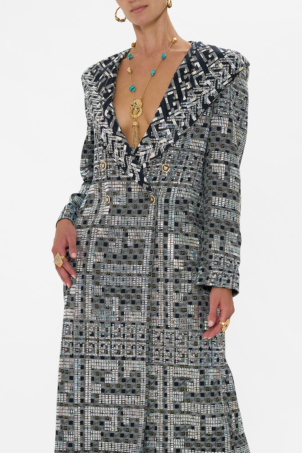 LONG COAT WITH HOOD READ MY GLYPHS