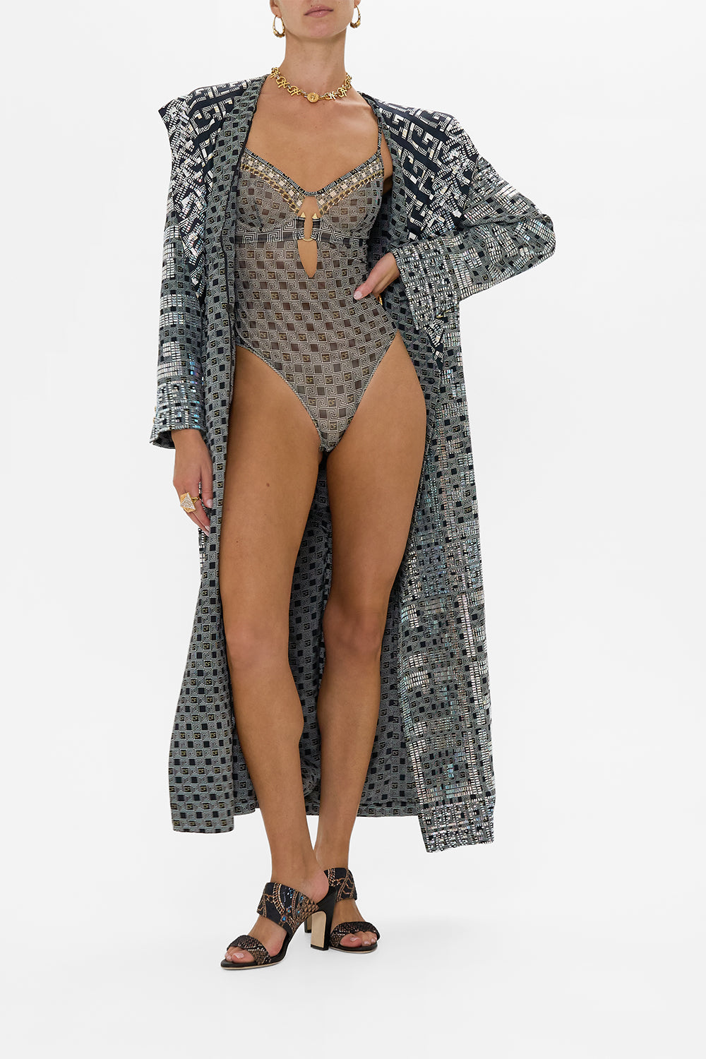 LONG COAT WITH HOOD READ MY GLYPHS