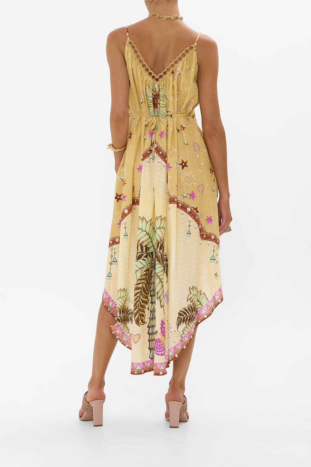 STRAPPY HIGH LOW DRESS WITH POCKETS ASWAN ABSTRACT