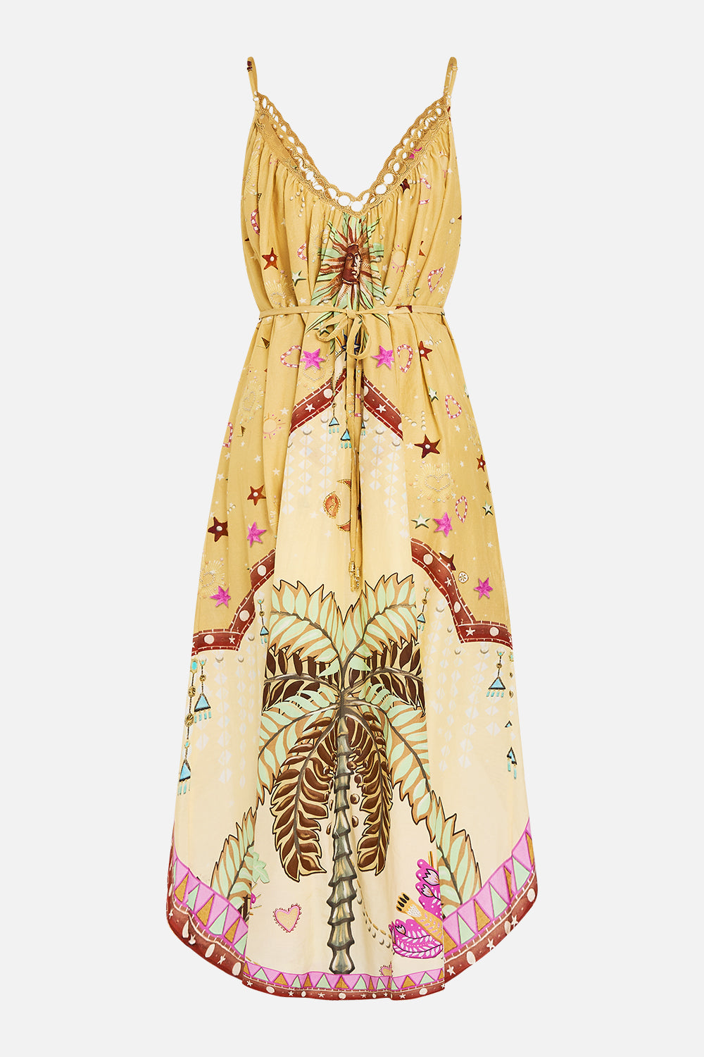 STRAPPY HIGH LOW DRESS WITH POCKETS ASWAN ABSTRACT