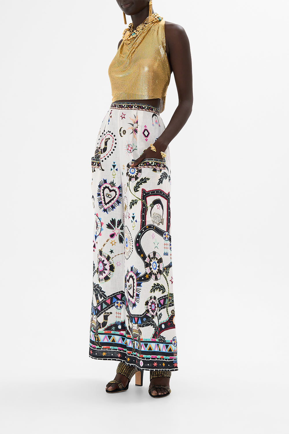 WIDE LEG TROUSER WITH FRONT POCKETS NUBIAN WONDERLAND
