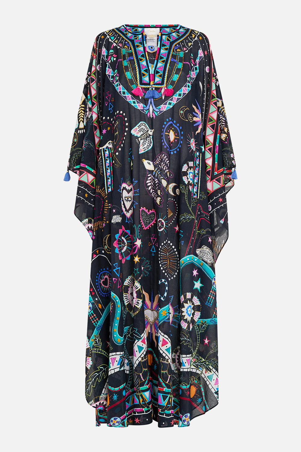 h3 product b3 V NECK KAFTAN WITH FRONT WELT POCKETS NUBIAN NIGHTS hello oversized long kids-waistcoats