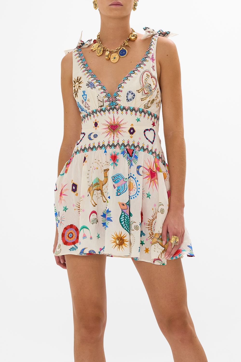 TIE SHOULDER SHORT DRESS LIVING IN COLOUR