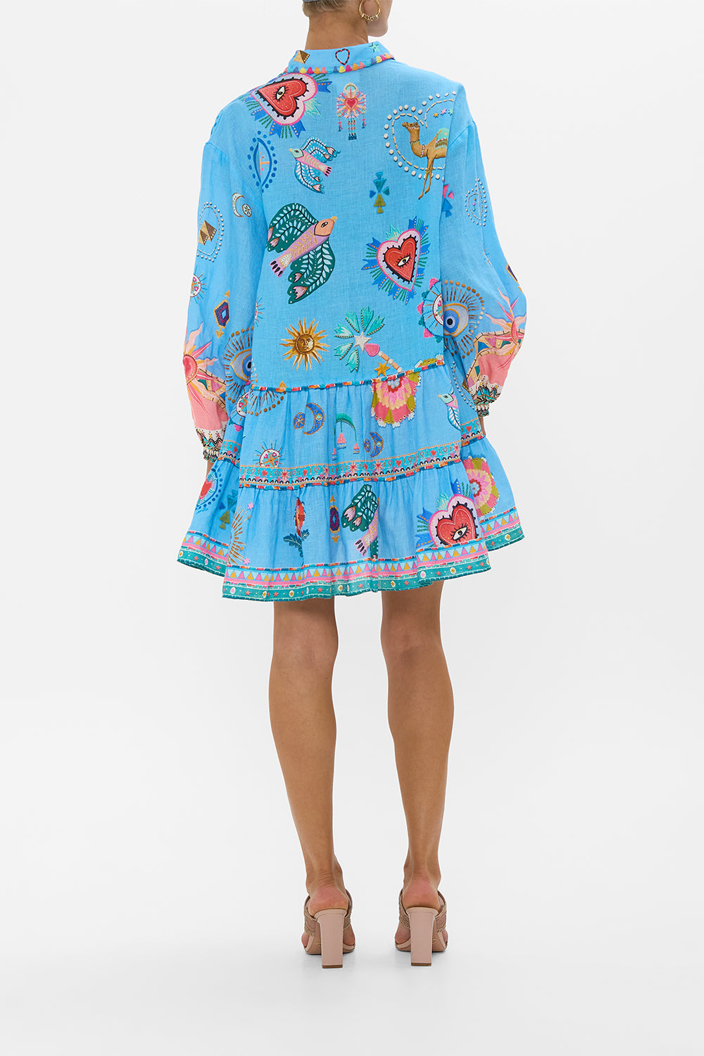 LONG SLEEVE TIERED SHIRT DRESS A PAINTED VILLAGE