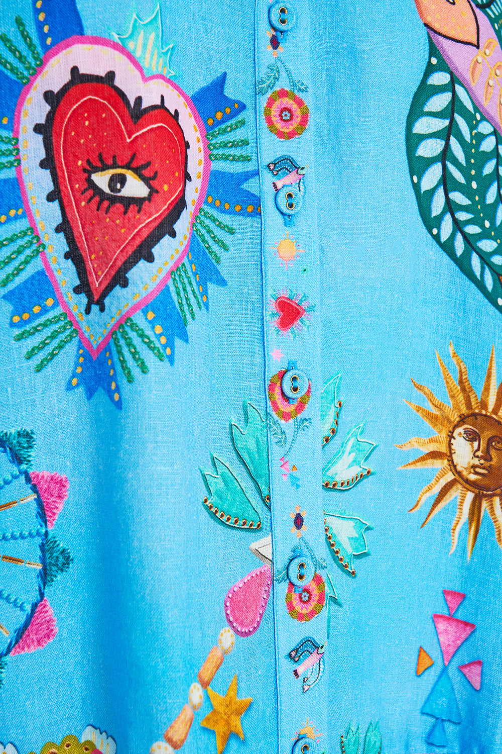 LONG SLEEVE TIERED SHIRT DRESS A PAINTED VILLAGE