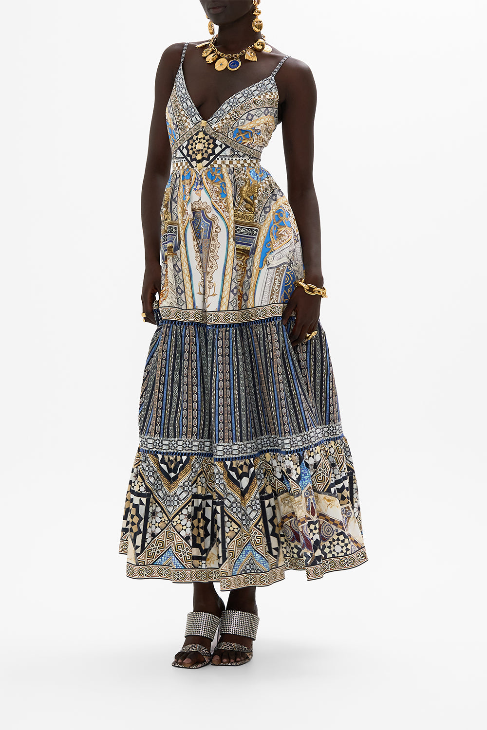 CAMILLA Tiered Bodice Dress in Make Me Your Mosaic Print.